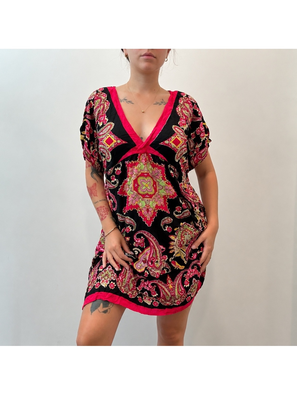 Y2K Paisley Boho Mini Dress